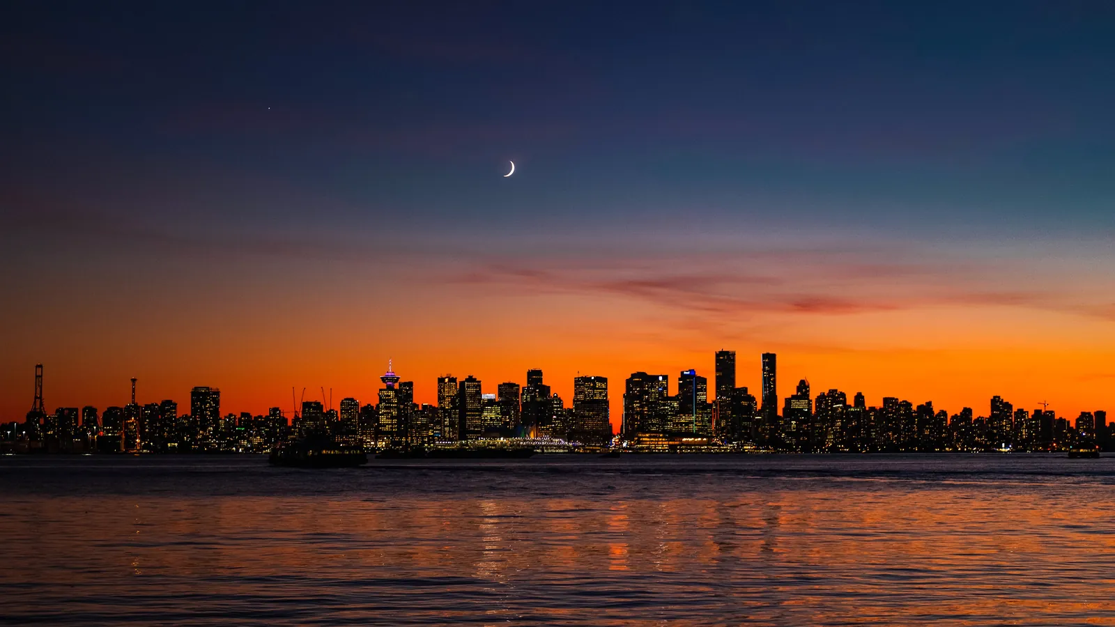 Vancouver skyline at sunset across the water